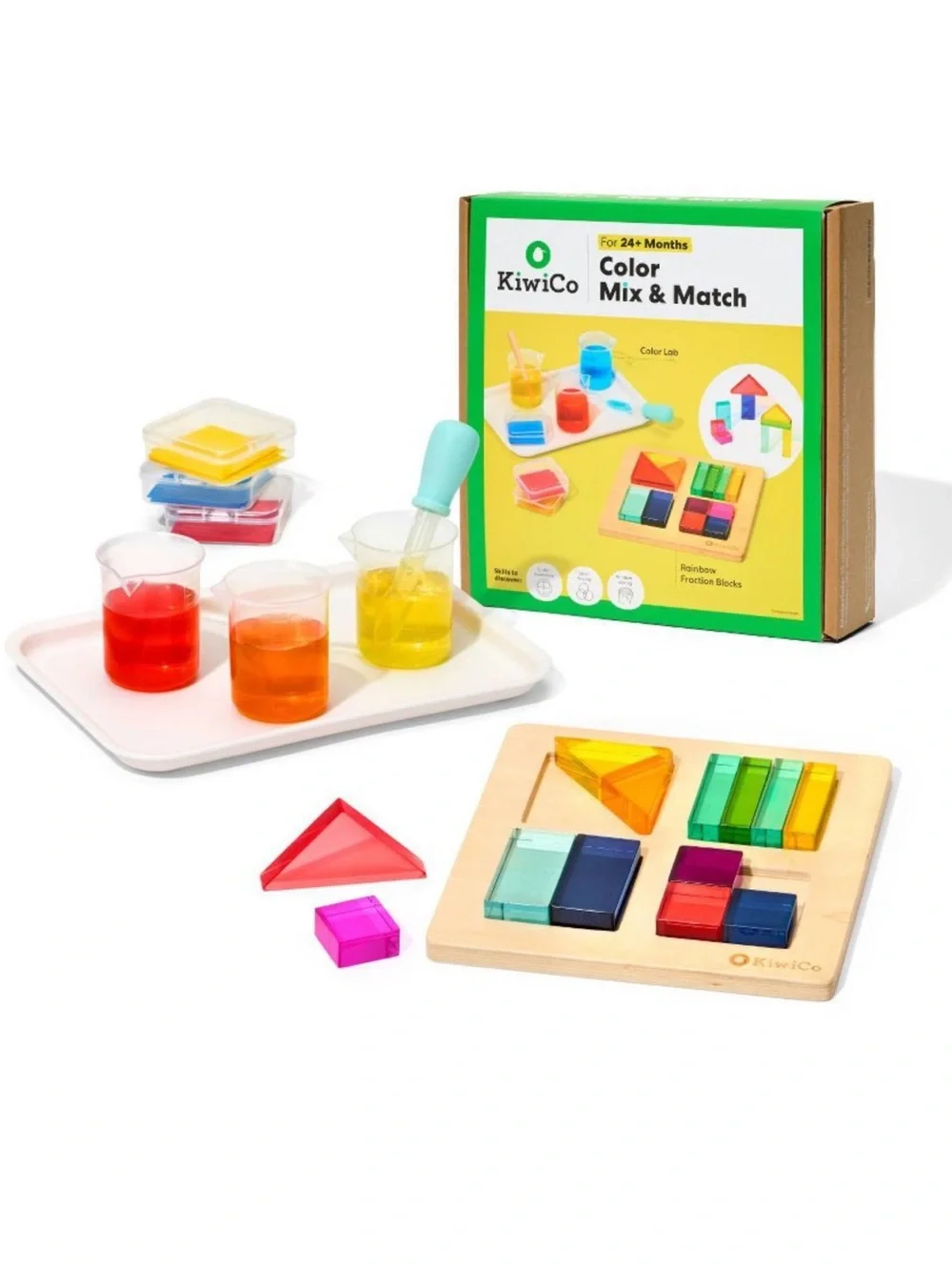 KiwiCo Color Mix & Match Wooden Toy Activity with Rainbow Fraction Blocks *NEW*